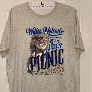 Willie Nelson Authentic Franks Bros' Print Tee original 4th of July Picnic 2019